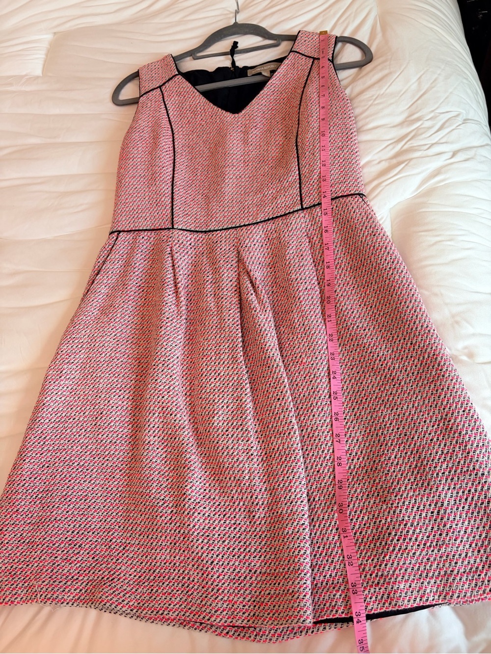 Banana Republic Piped Tweed Fit & Flare Dress Pink Size 8 - Picture 6 of 8